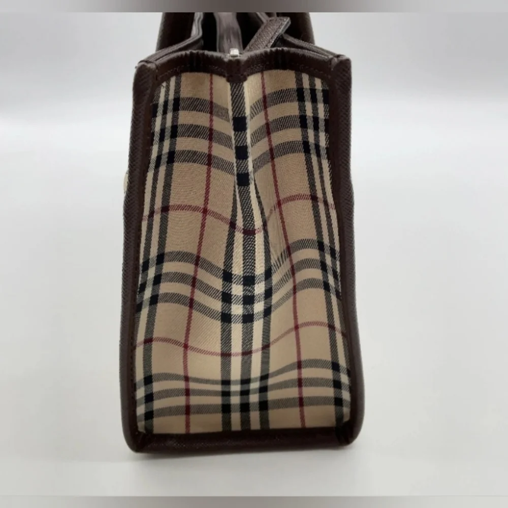 SALE! Authentic Burberry Nova Check Leather Beige/Brown Handbag W/DB - Picture 7 of 14